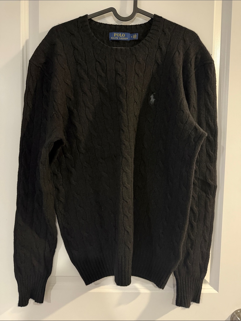 Polo Ralph Lauren Black Cable-Knit Crewneck Wool Cashmere Sweater - #289 - Picture 2 of 8